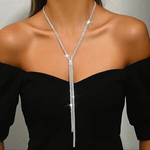 NIP V-Shaped Y-Necklace with Synthetic Rhinestones